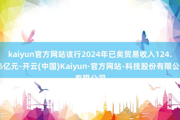 kaiyun官方网站该行2024年已矣贸易收入124.96亿元-开云(中国)Kaiyun·官方网站-科技股份有限公司