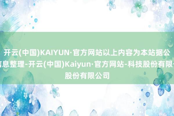 开云(中国)KAIYUN·官方网站以上内容为本站据公开信息整理-开云(中国)Kaiyun·官方网站-科技股份有限公司